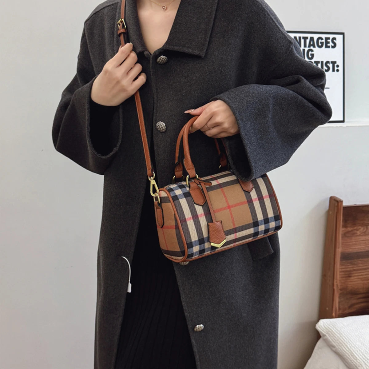 Mini Leather Heritage Bag — Classic Check