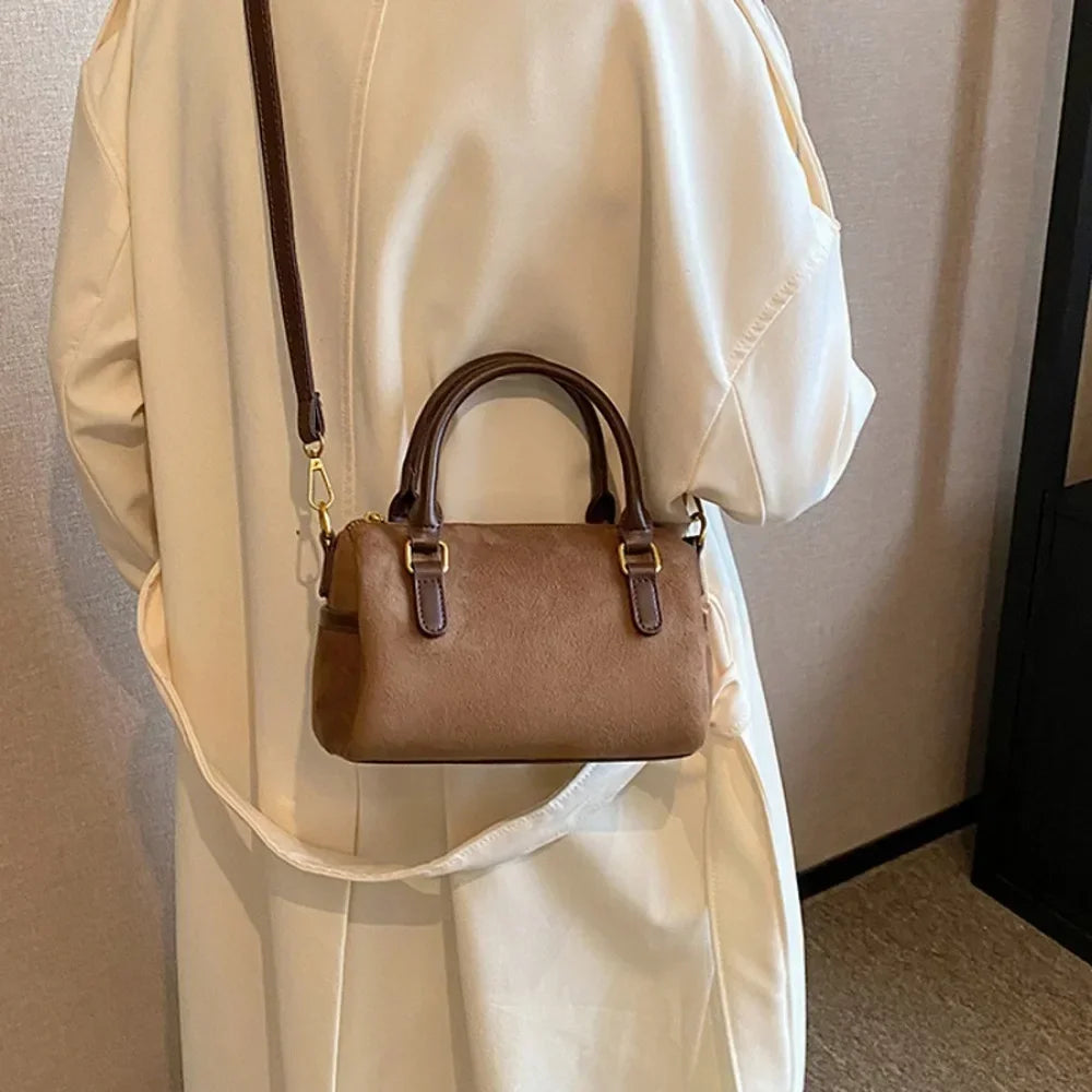 The Marlowe — Suede Barrel Bag