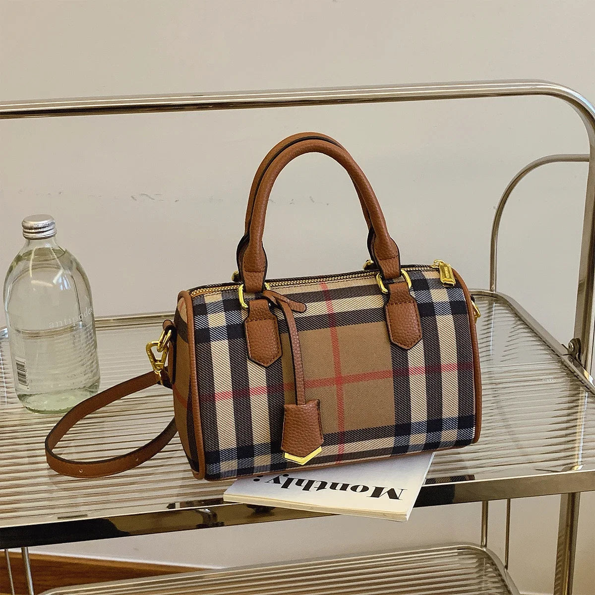 Mini Leather Heritage Bag — Classic Check