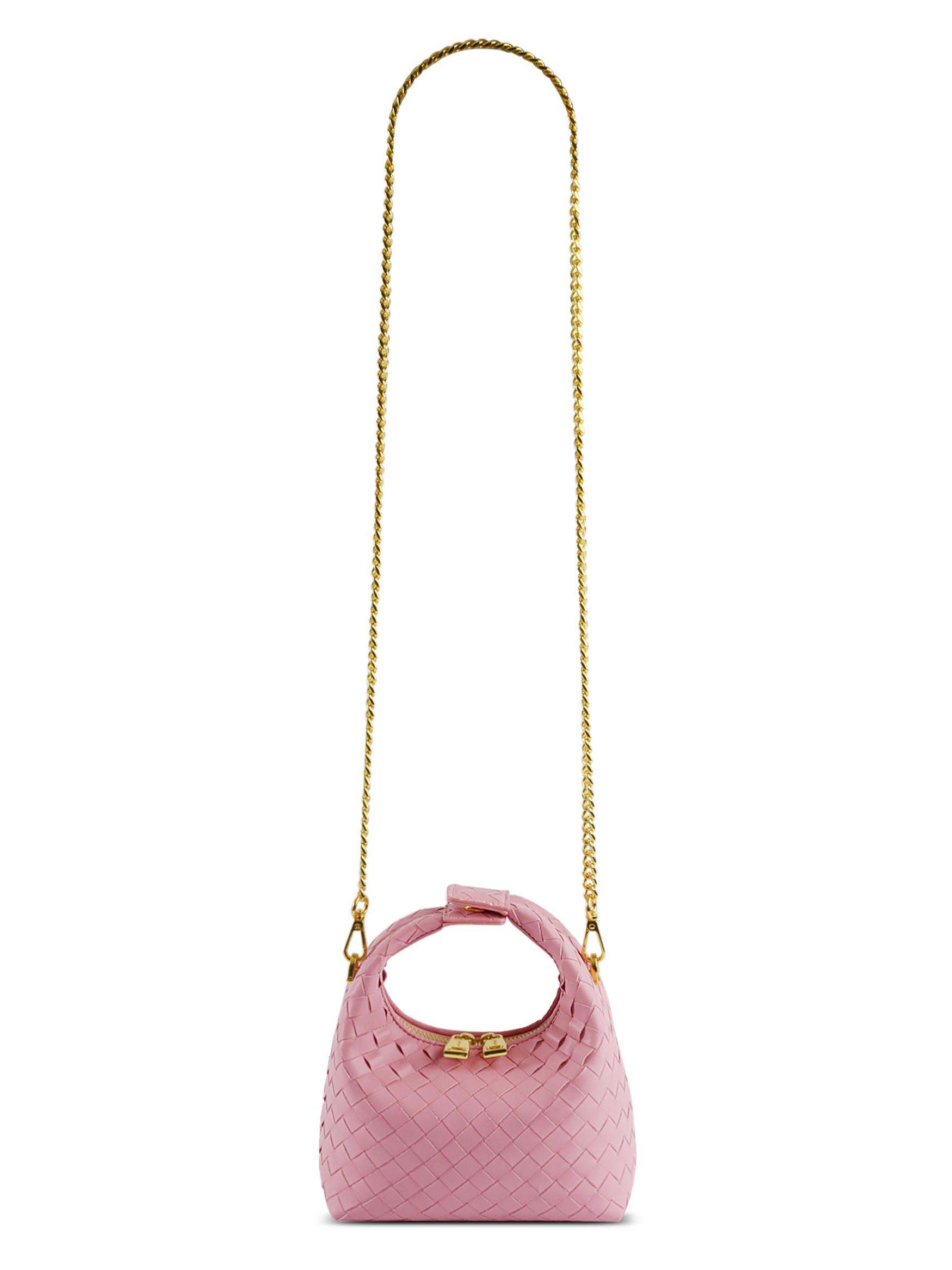 Vienna Top Handle Crossbody Bag - Pink Braided