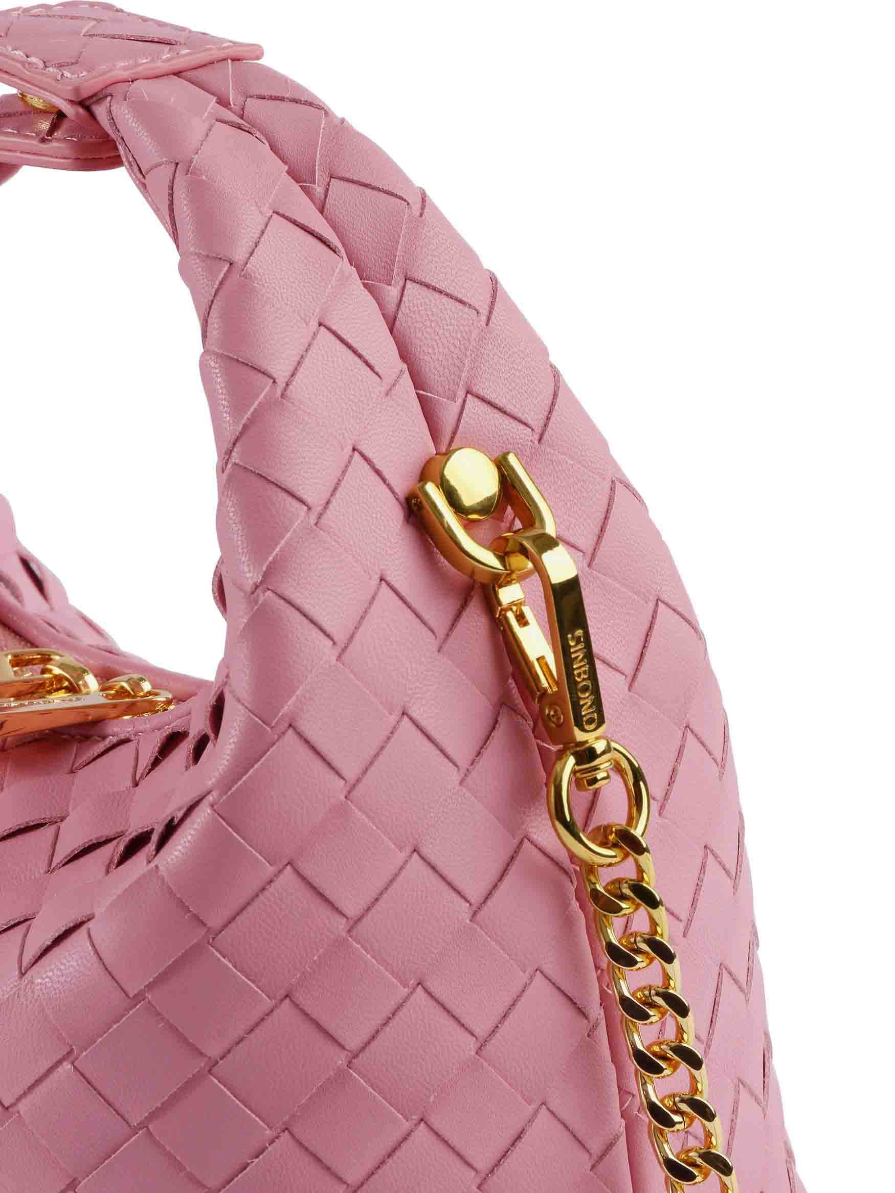 Vienna Top Handle Crossbody Bag - Pink Braided