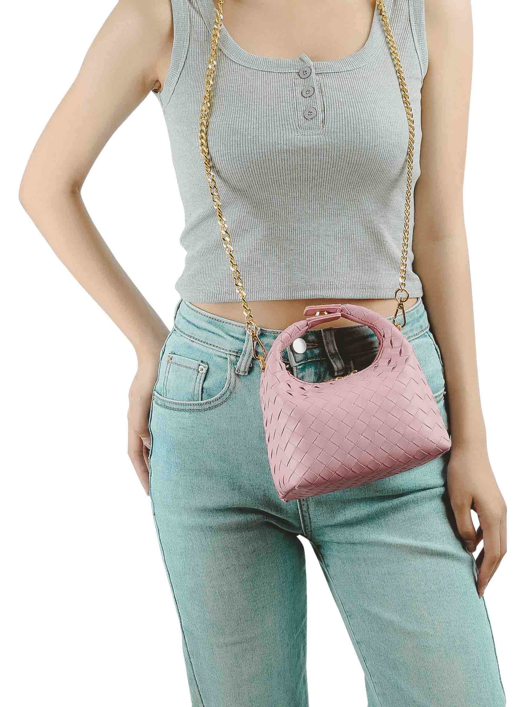 Vienna Top Handle Crossbody Bag - Pink Braided