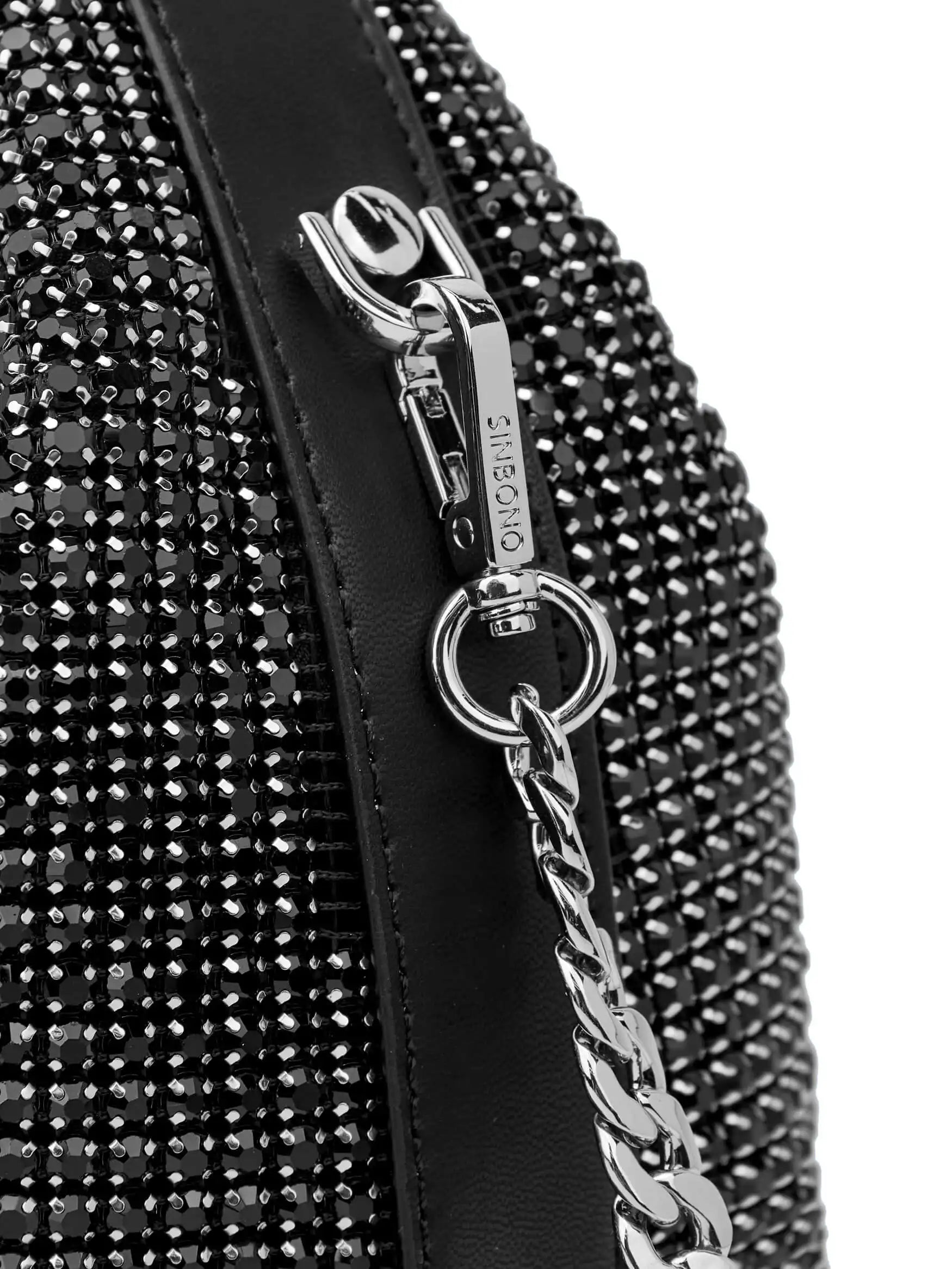 Vienna Top Handle Crossbody Bag - Black Rhinestone