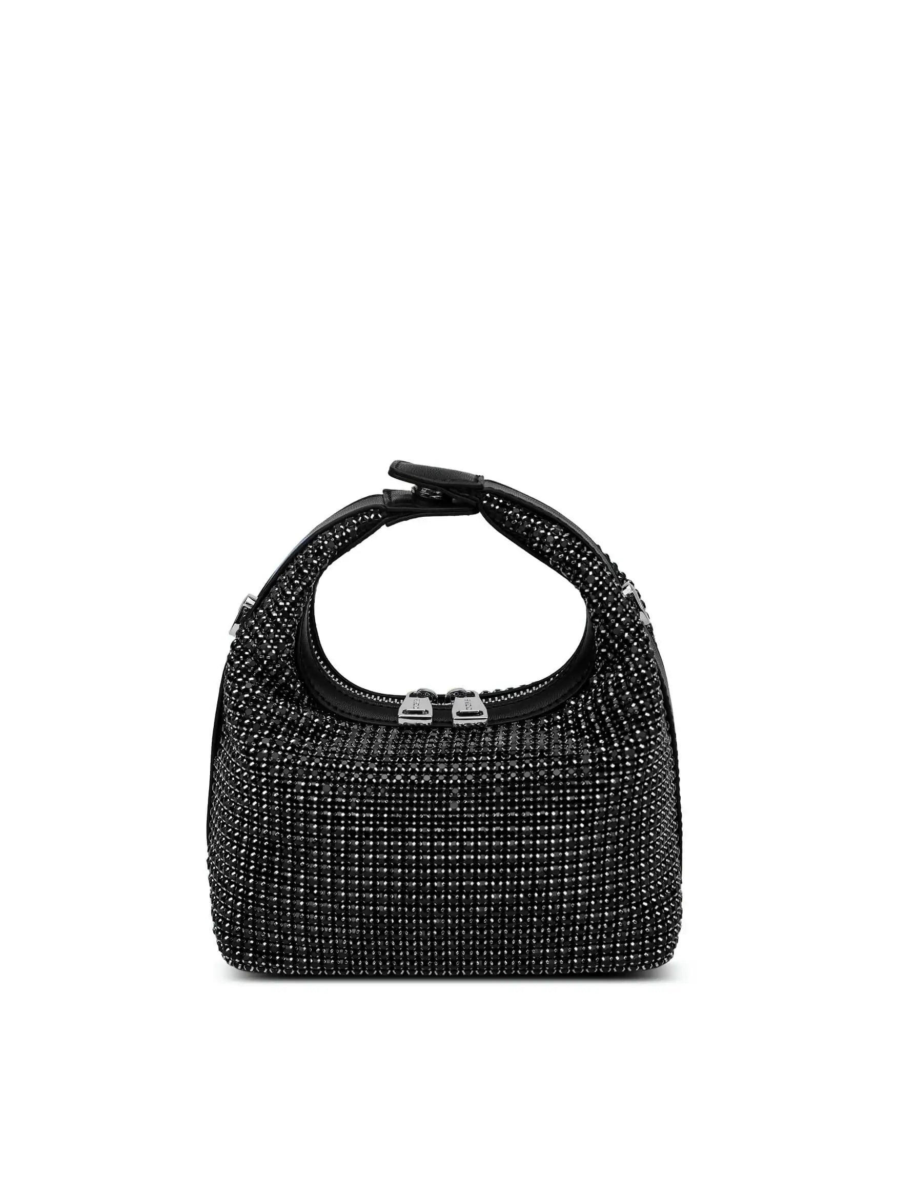 Vienna Top Handle Crossbody Bag - Black Rhinestone