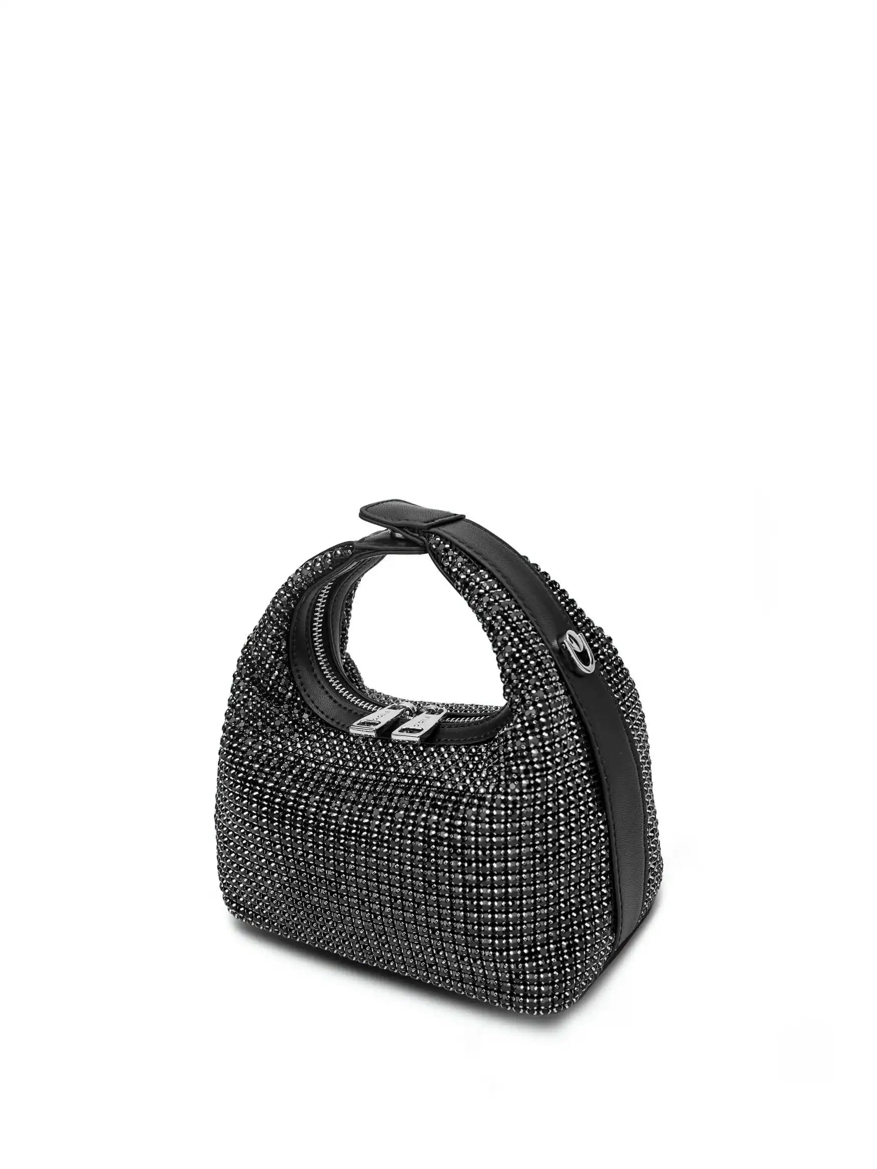 Vienna Top Handle Crossbody Bag - Black Rhinestone