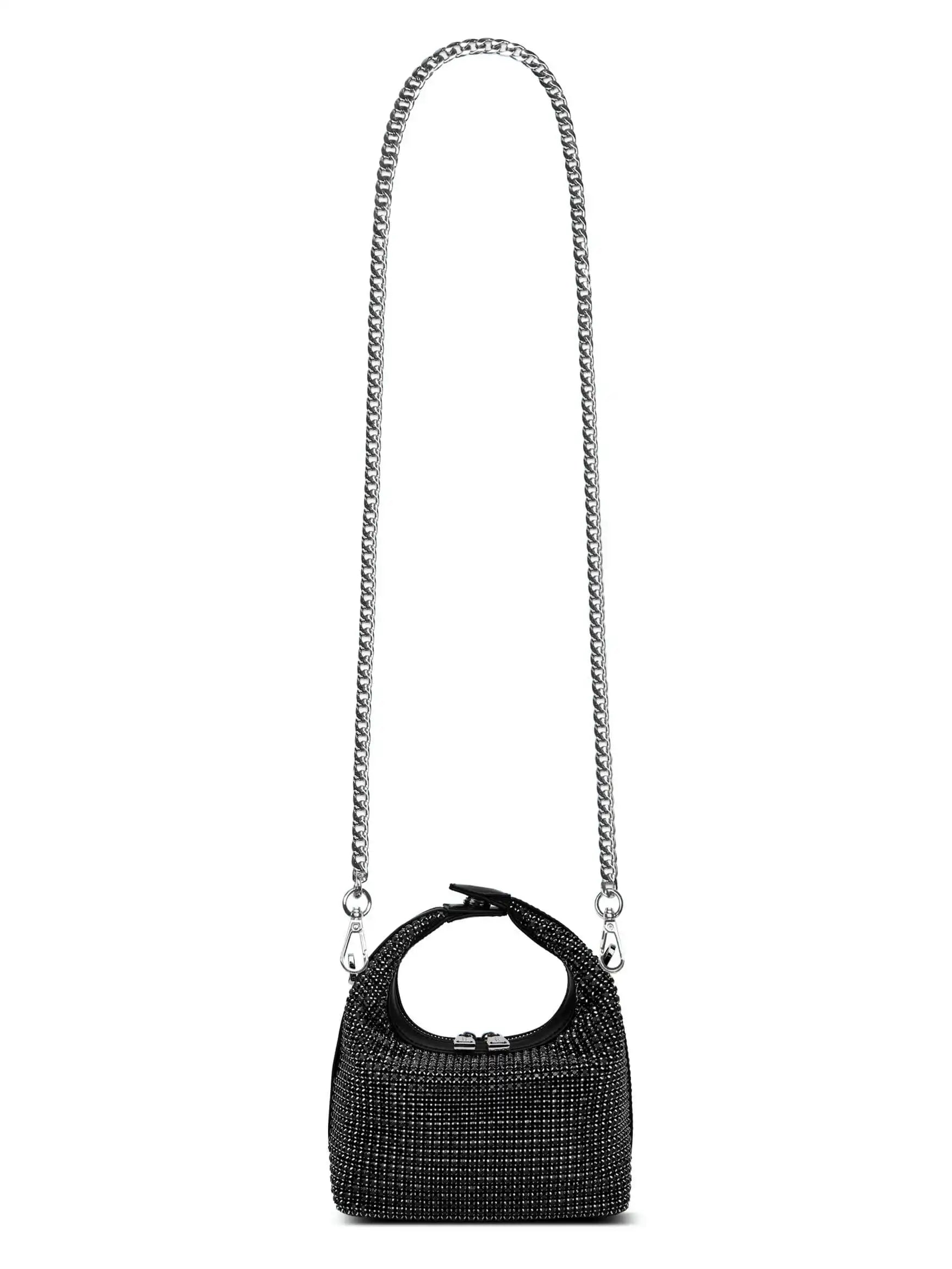 Vienna Top Handle Crossbody Bag - Black Rhinestone