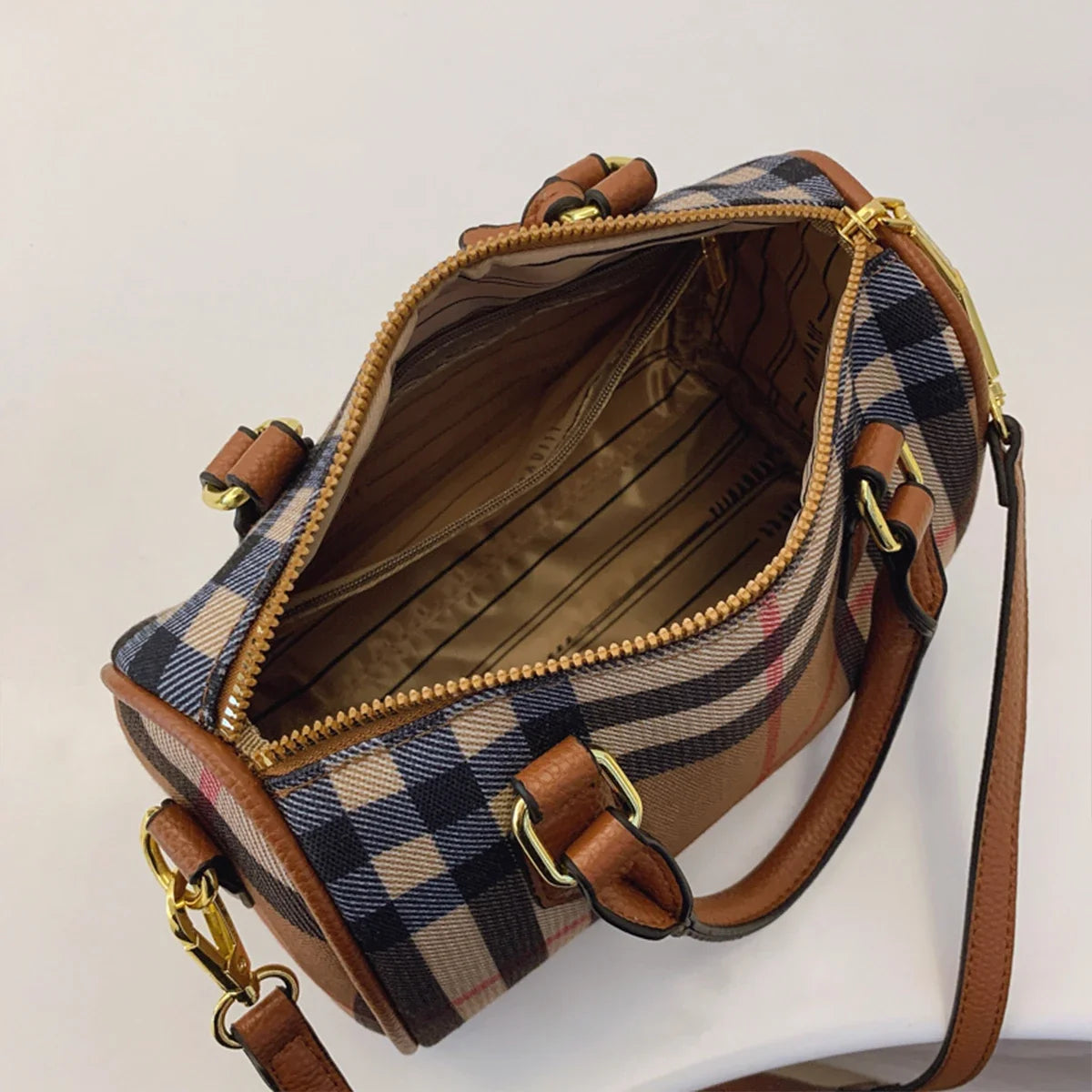 Mini Leather Heritage Bag — Classic Check