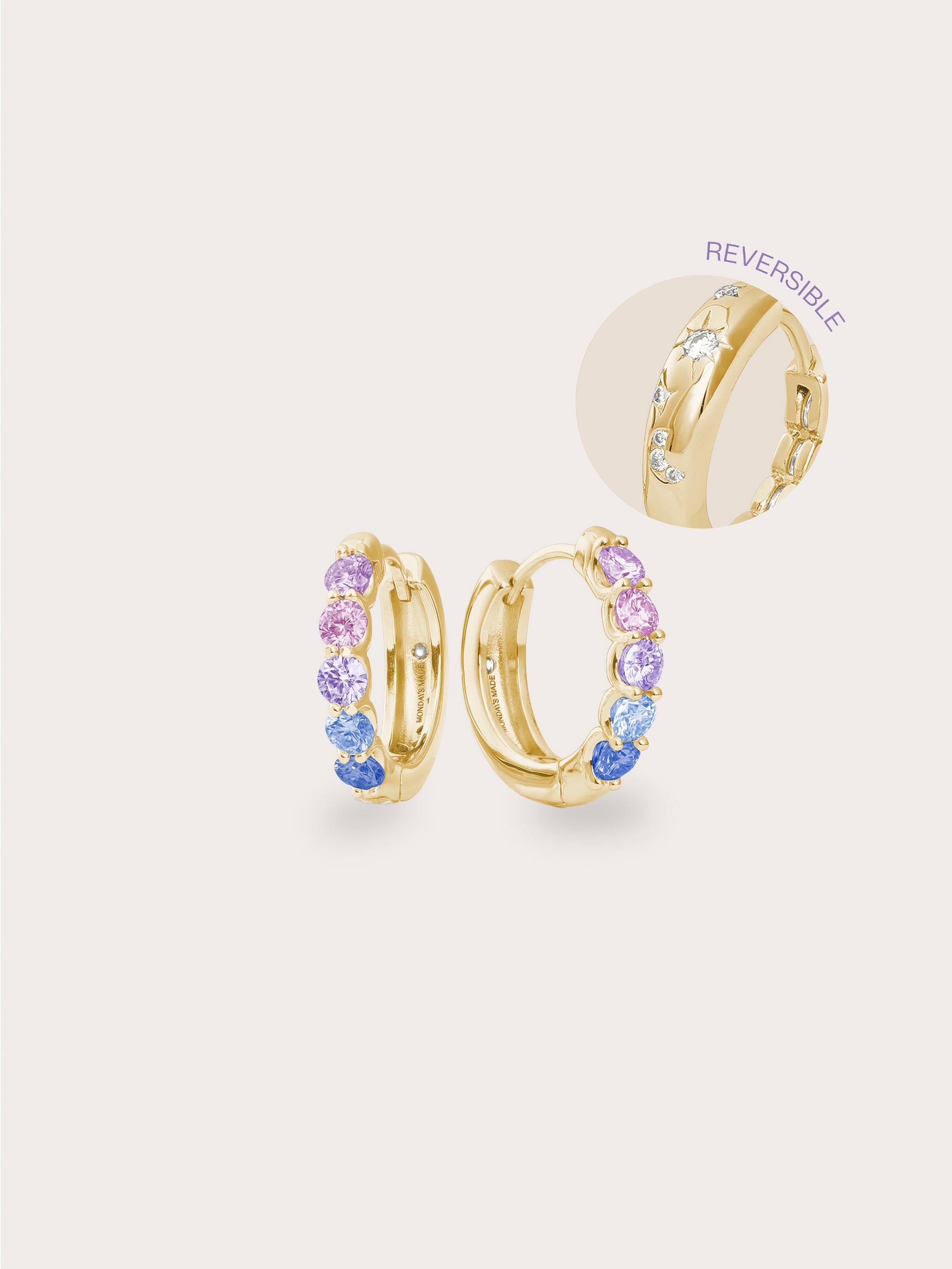 Lilac Sunset Moissanite Reversible Huggie Earrings