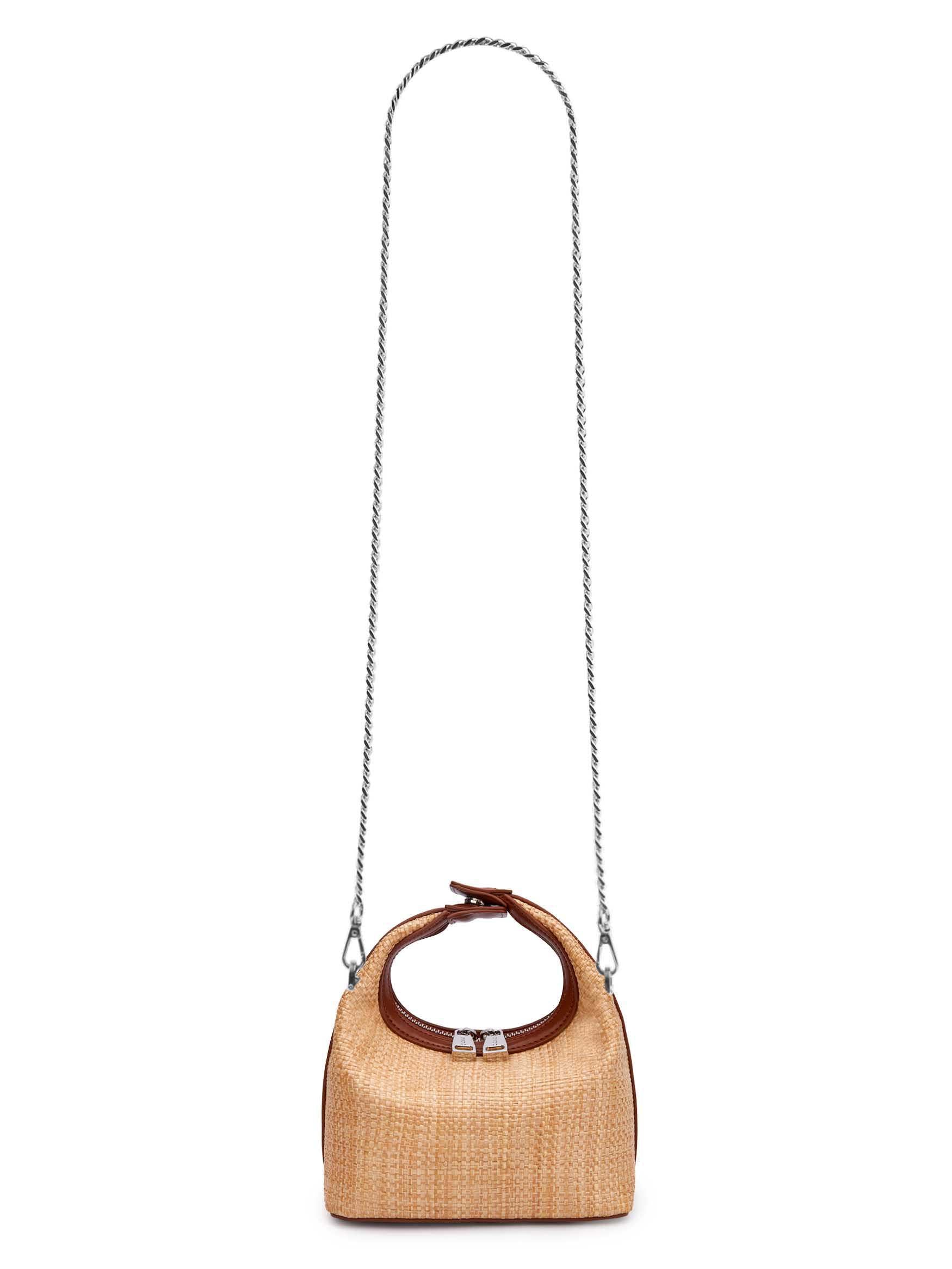 Vienna Top Handle Crossbody Bag - Brown&Straw
