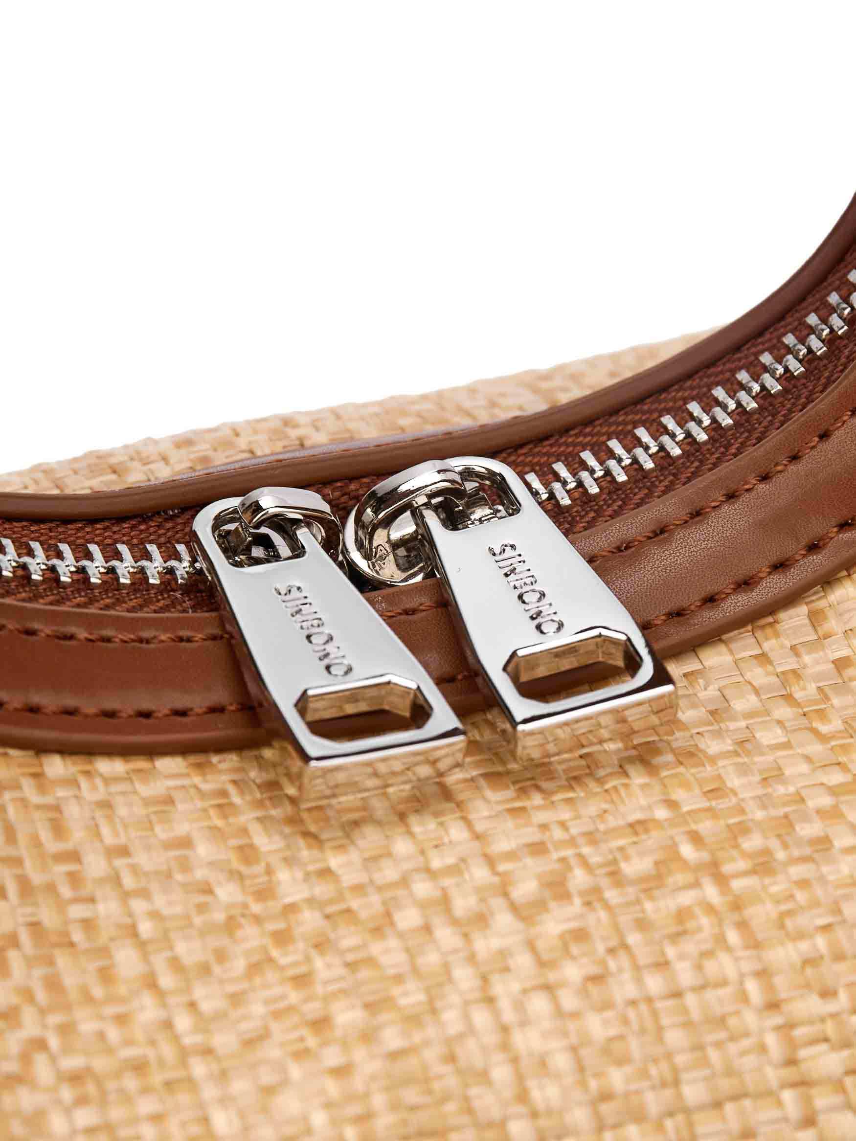 Vienna Top Handle Crossbody Bag - Brown&Straw