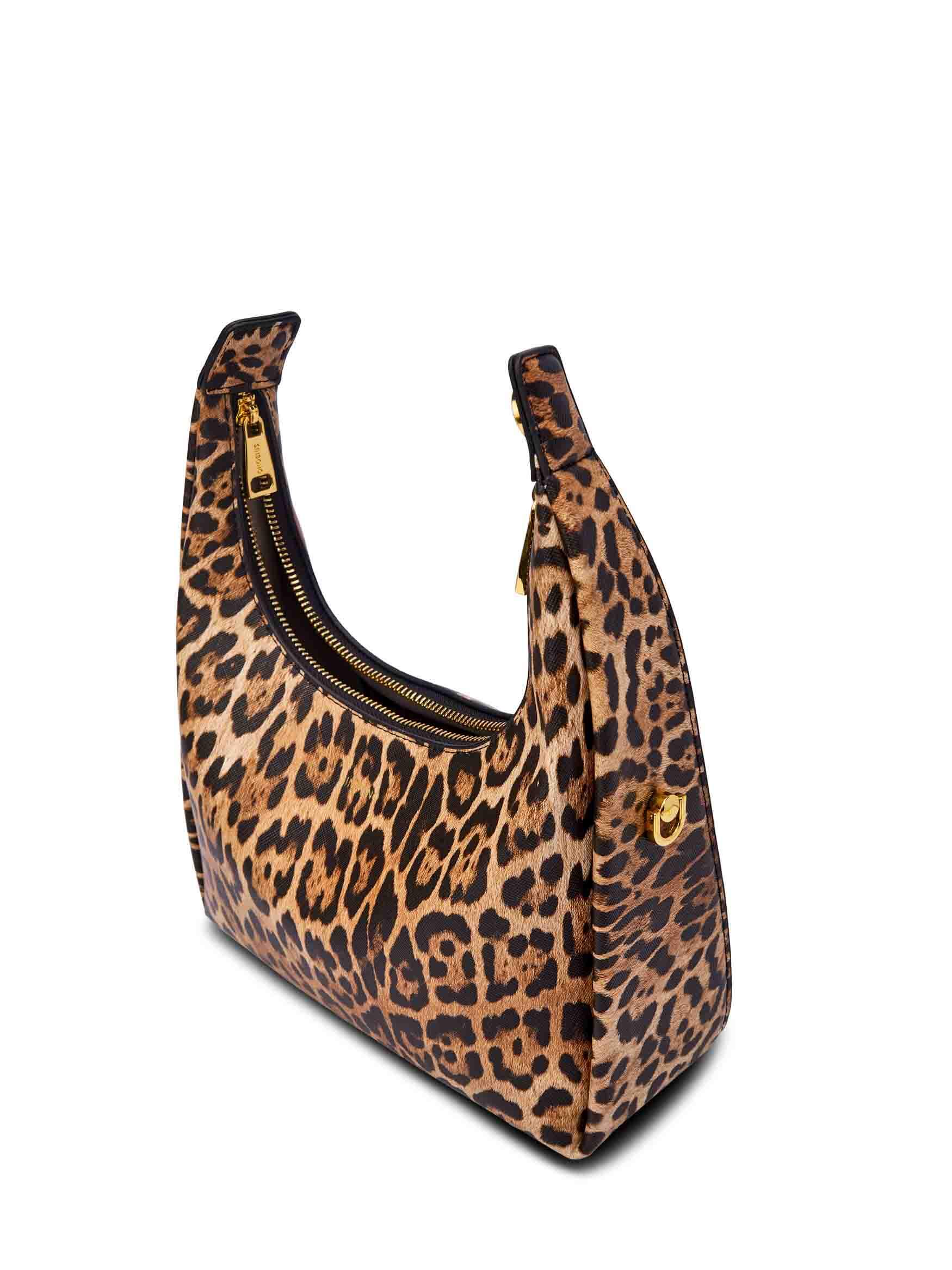 Medium Vienna Top Handle Crossbody Bag - Brown leopard print