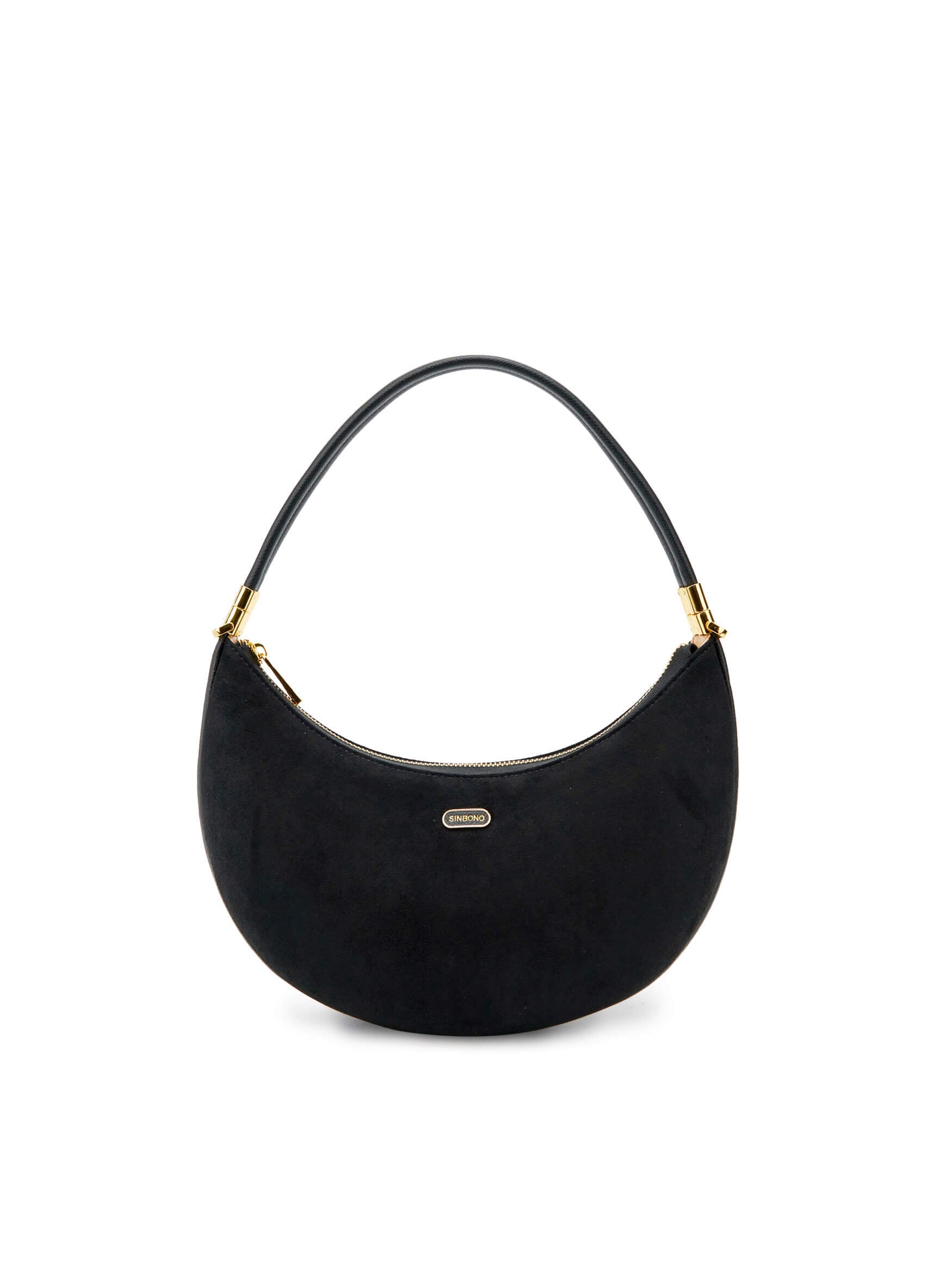 Zoey Shoulder Crossbody Bag - Black Fake Suede