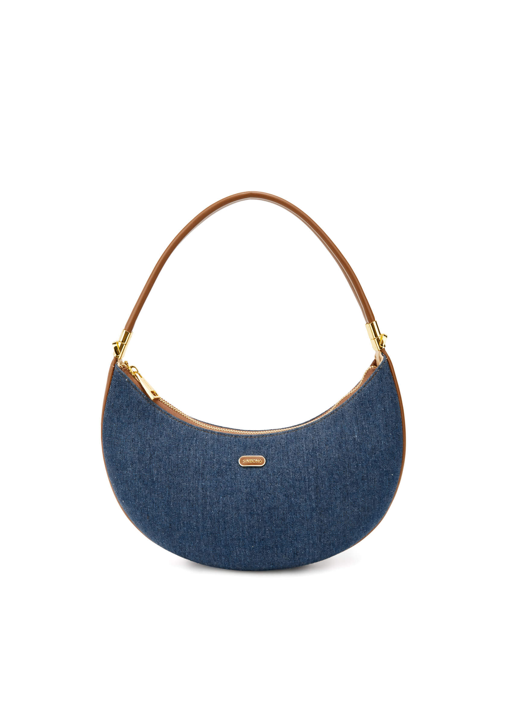 Zoey Shoulder Crossbody Bag - Dark Blue&Brown