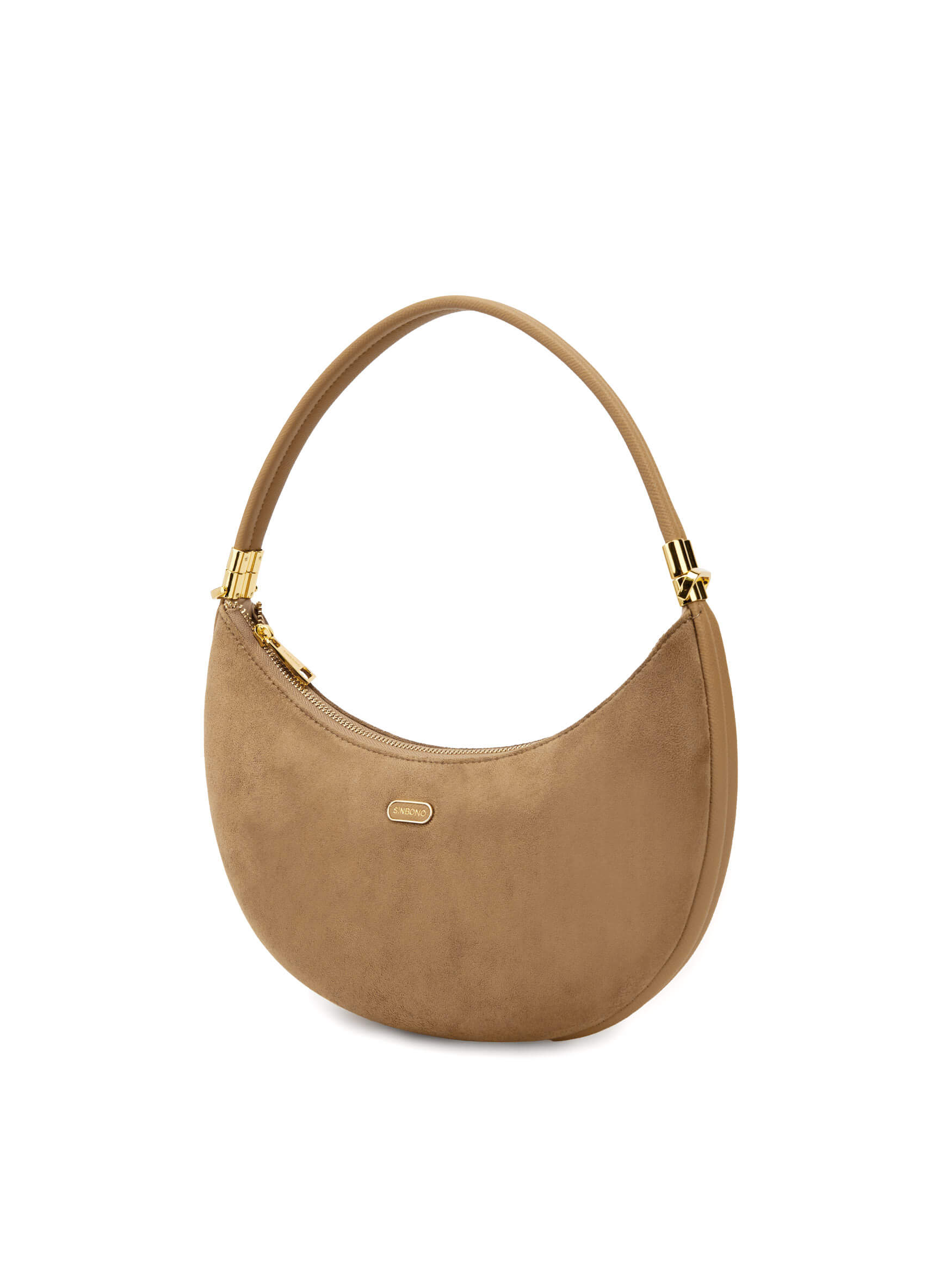 Zoey Shoulder Crossbody Bag - Brown Fake Suede
