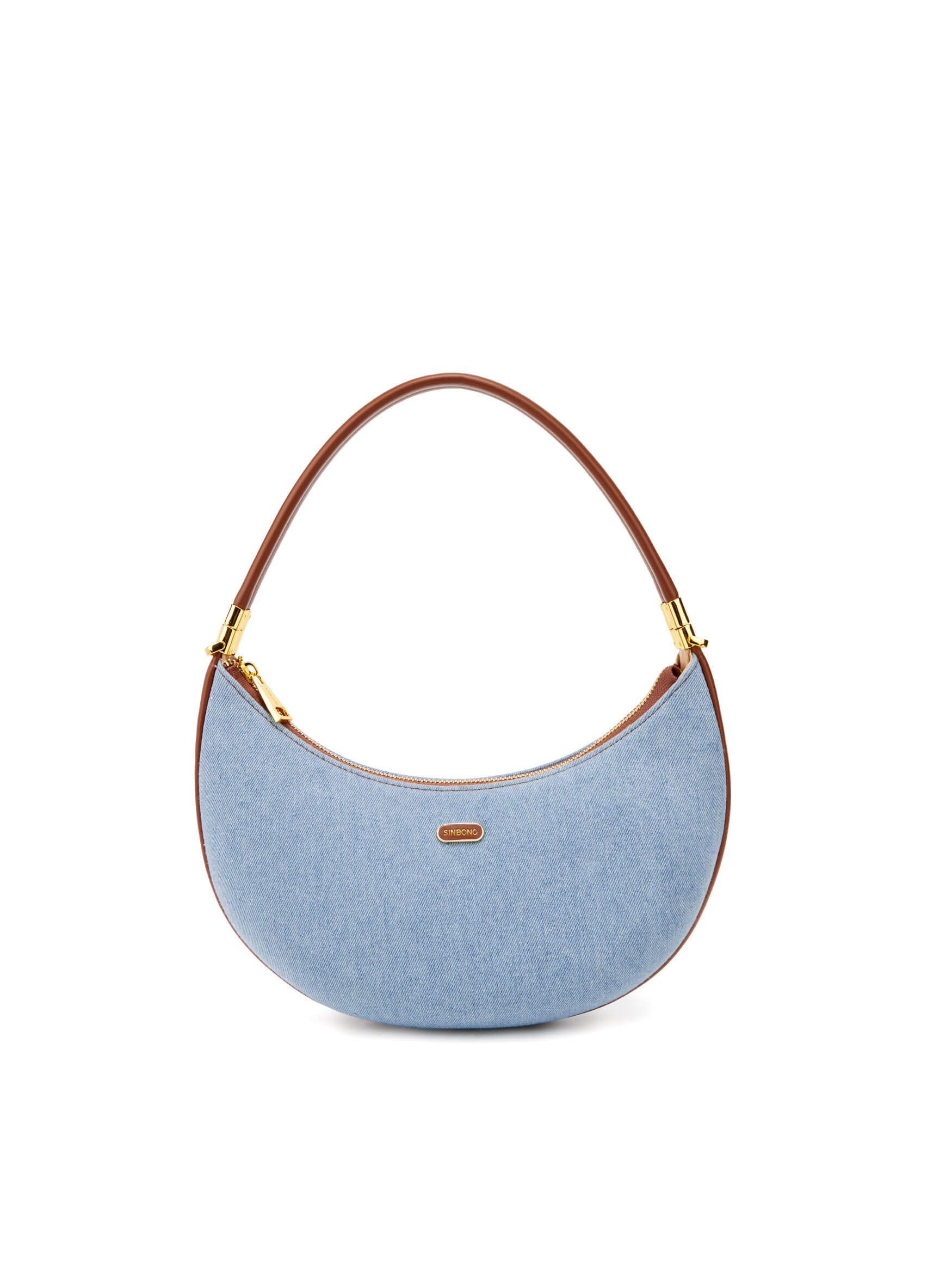 Zoey Shoulder Crossbody Bag - Light blue&Brown