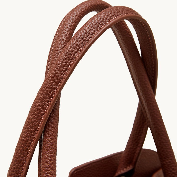 The Executive Structured Genuine Leather Bag - Sophisticated Paneled Work Tote