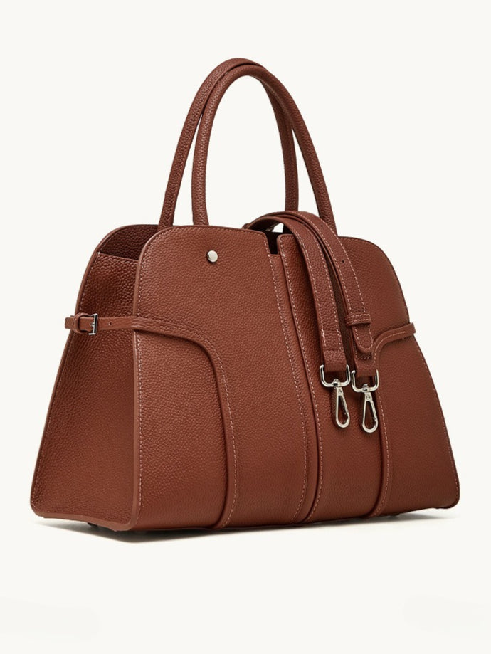 The Executive Structured Genuine Leather Bag - Sophisticated Paneled Work Tote