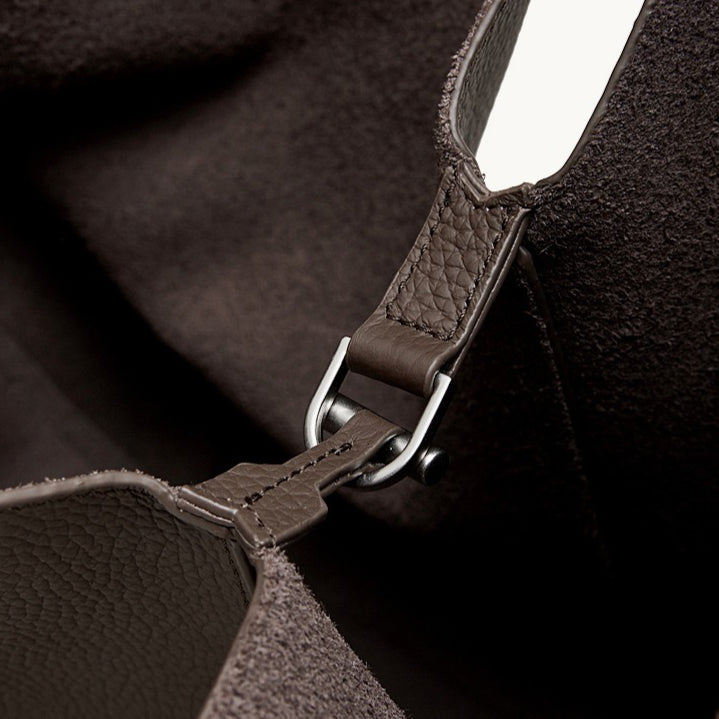 The Ethereal V-Cut Genuine Leather Bag | Minimalist Pebbled Hobo Tote