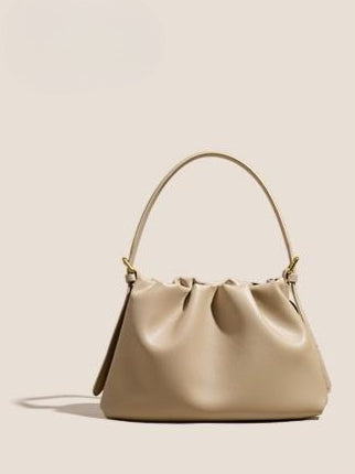 The Cloud Ripple Ruched Genuine Leather Cloud Clutch Bag