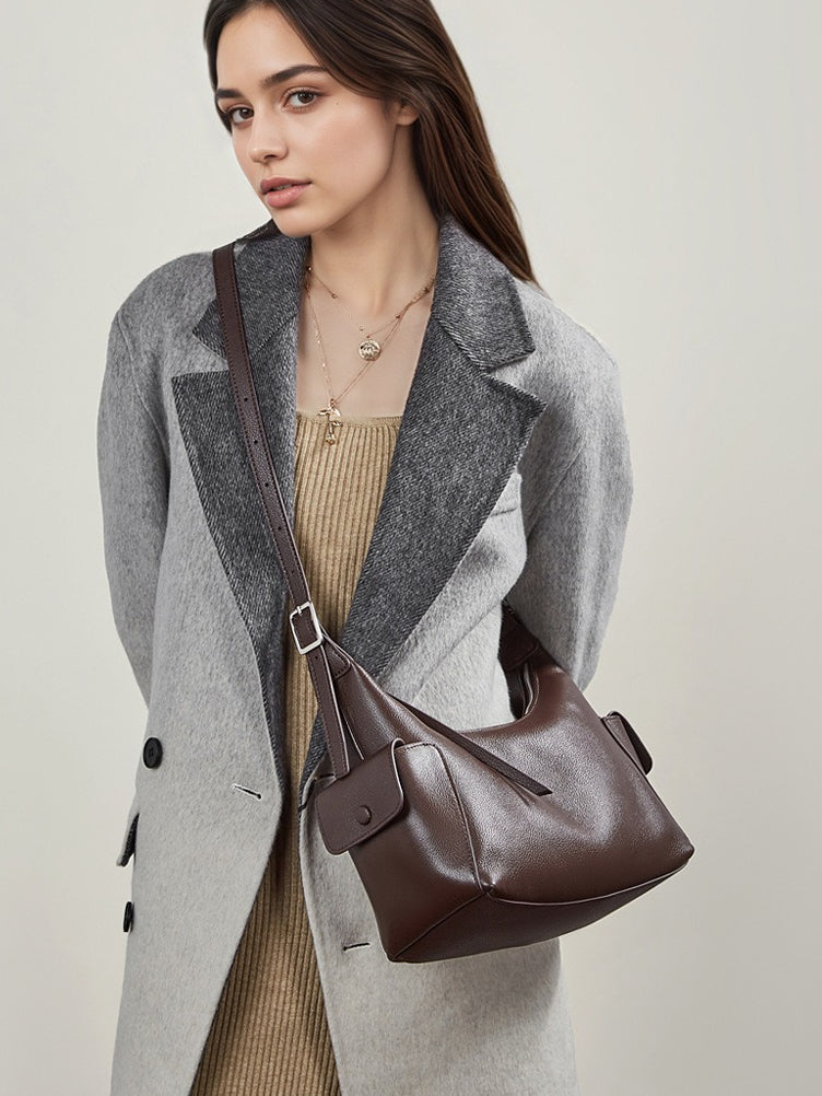 The Velvet Horizon Genuine Leather Tote Bag with Structured Silhouette
