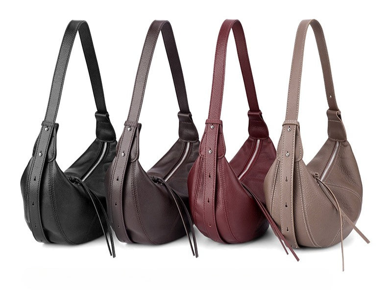 Sable Slouch Crescent Hobo Genuine Leather Bag