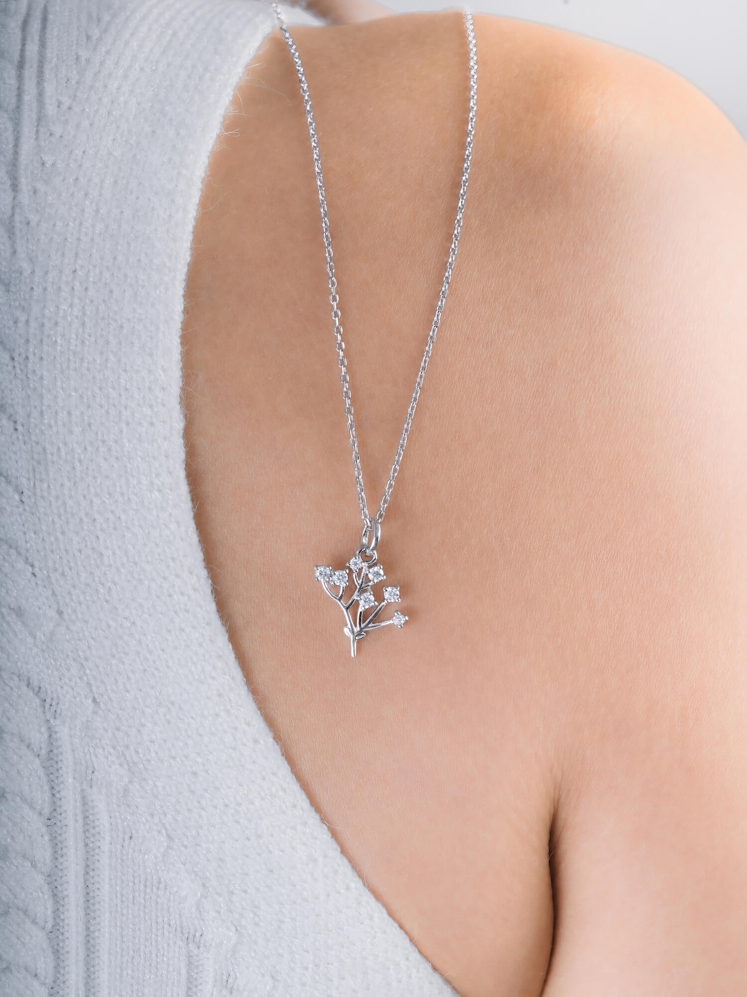 Moissanite Baby Breath Necklace
