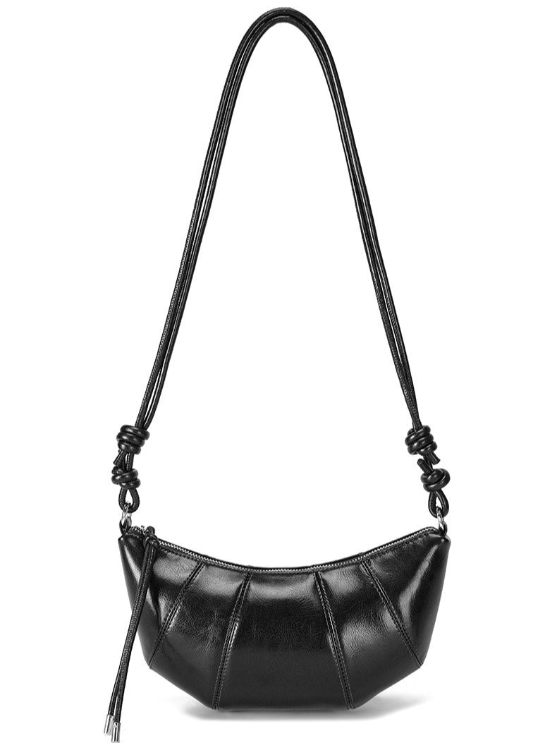 The Artisan Croissant Genuine Leather Bag | Minimalist Knotted Paneled Hobo