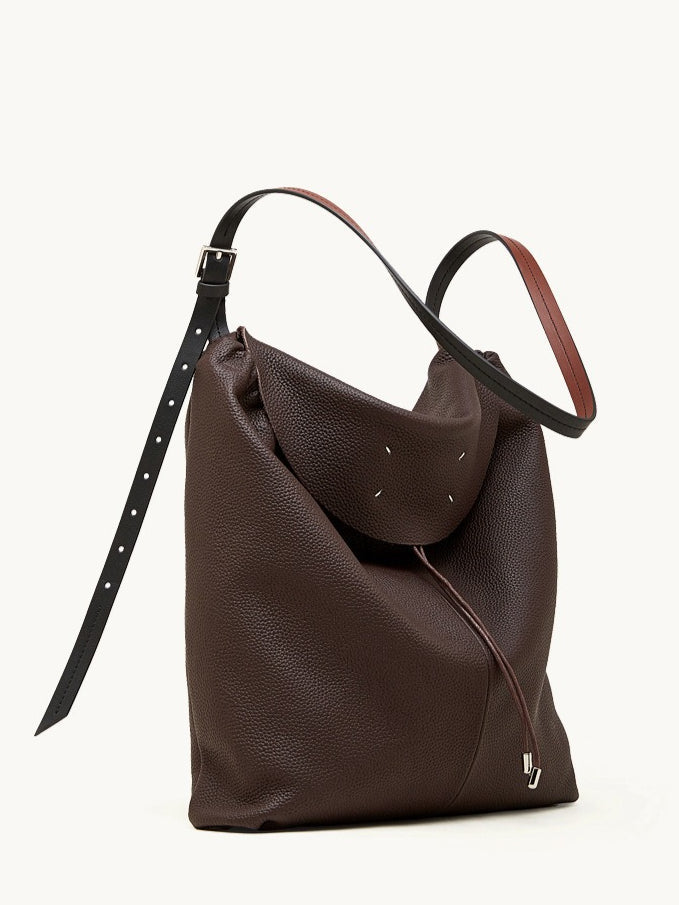 The Nocturne Flow Genuine Leather Tote Bag with Adjustable Strap & Detachable Pouch