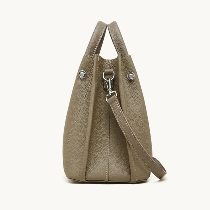 Women's Executive Trapezoid Genuine Leather Tote Bag