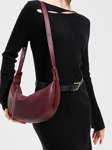 Sable Slouch Crescent Hobo Genuine Leather Bag