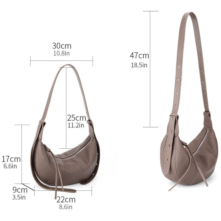 Sable Slouch Crescent Hobo Genuine Leather Bag