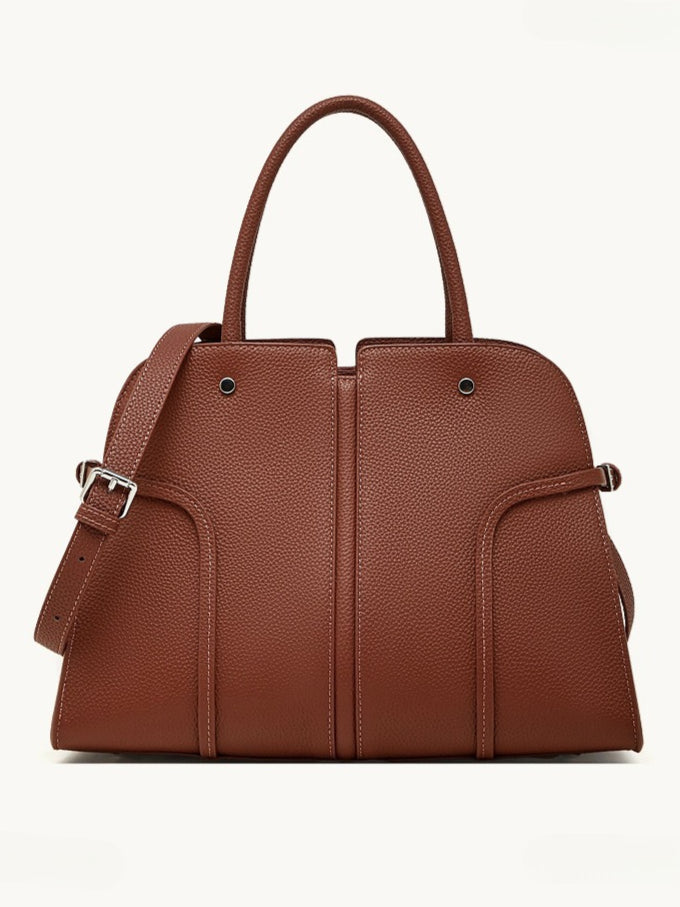 The Executive Structured Genuine Leather Bag - Sophisticated Paneled Work Tote