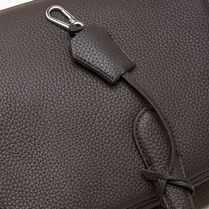 The Modern East-West Genuine Leather Bag | Minimalist Pebbled Bowling Tote