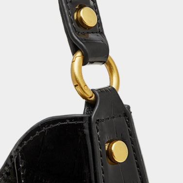 The Metropolitan Glam Croc-Embossed Leather Hobo Bag with Detachable Pouch