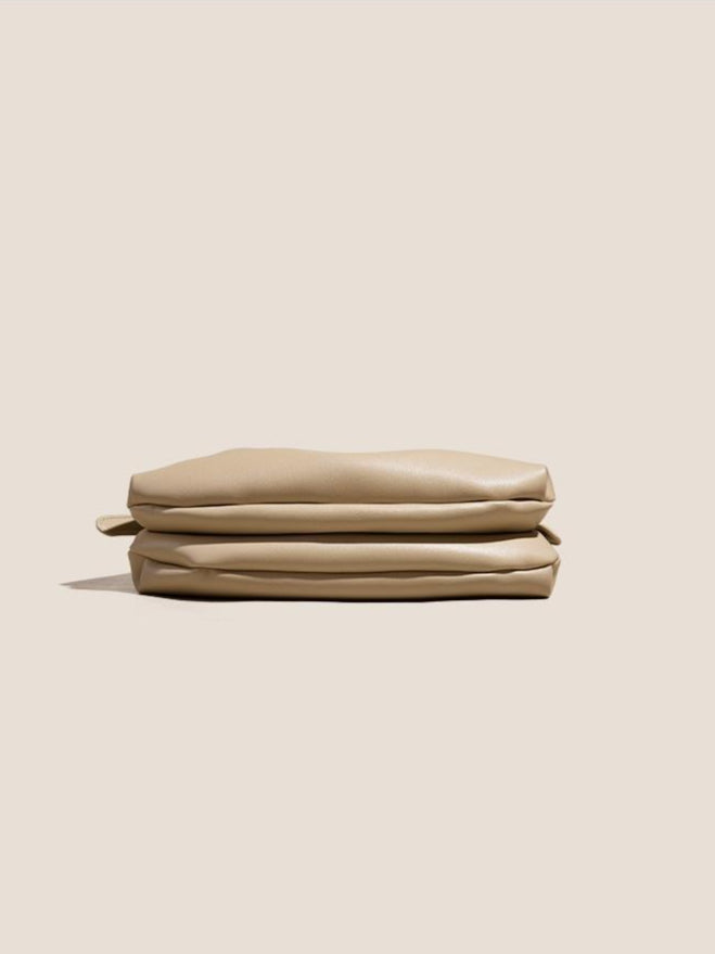 The Cloud Ripple Ruched Genuine Leather Cloud Clutch Bag