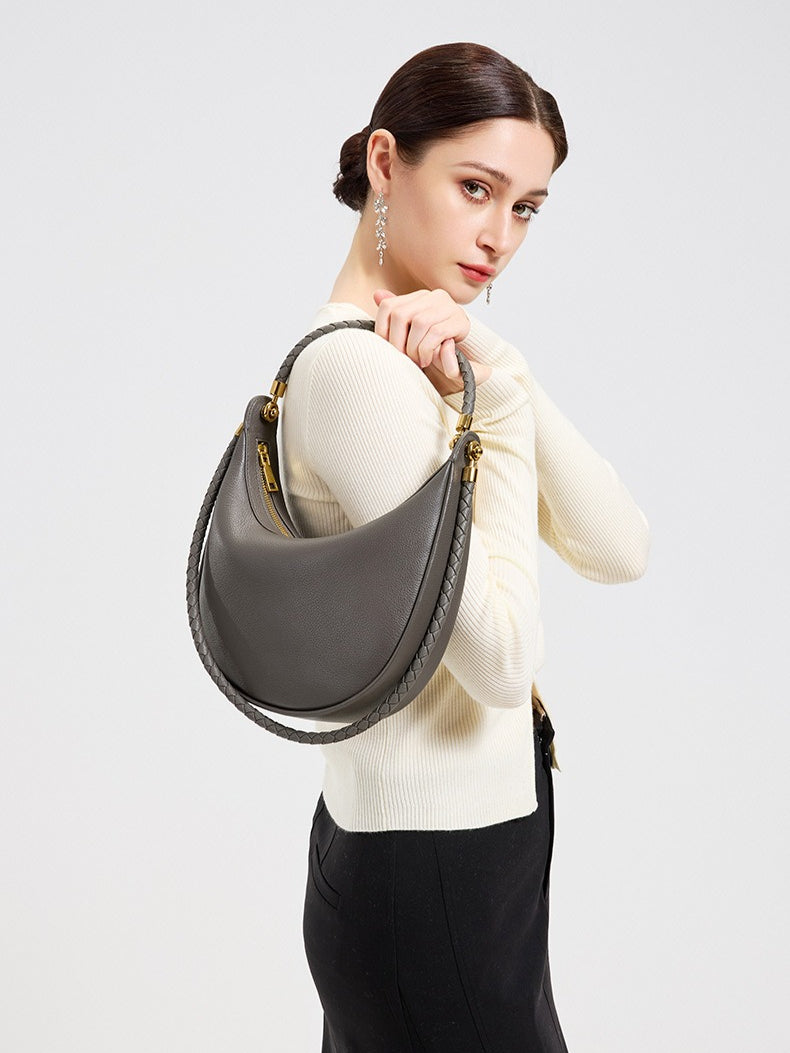 Artisanal Dual-Woven Hobo Shoulder Genuine Leather Bag