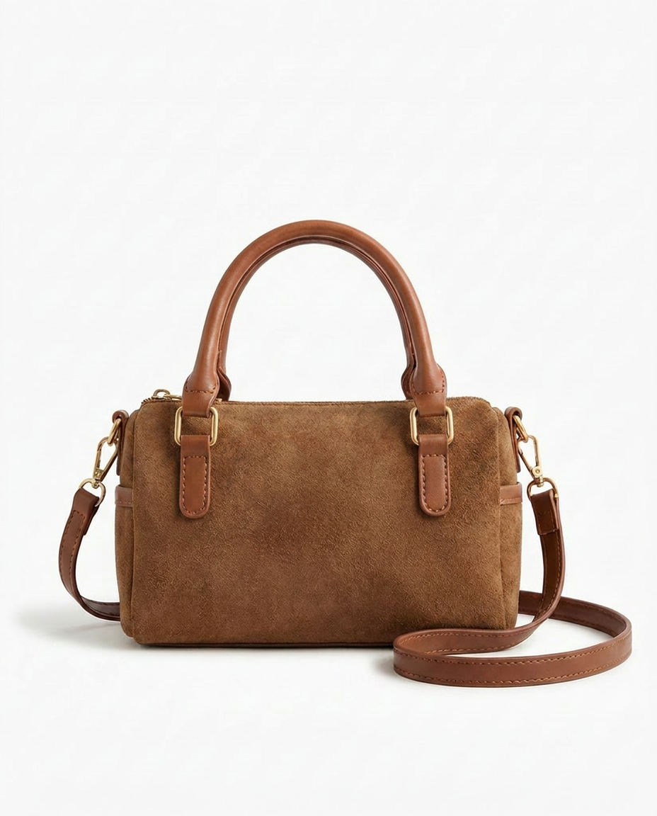The Marlowe — Suede Barrel Bag