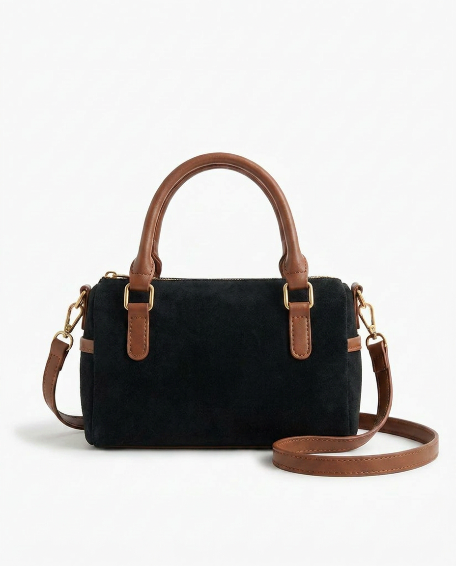 The Marlowe — Suede Barrel Bag