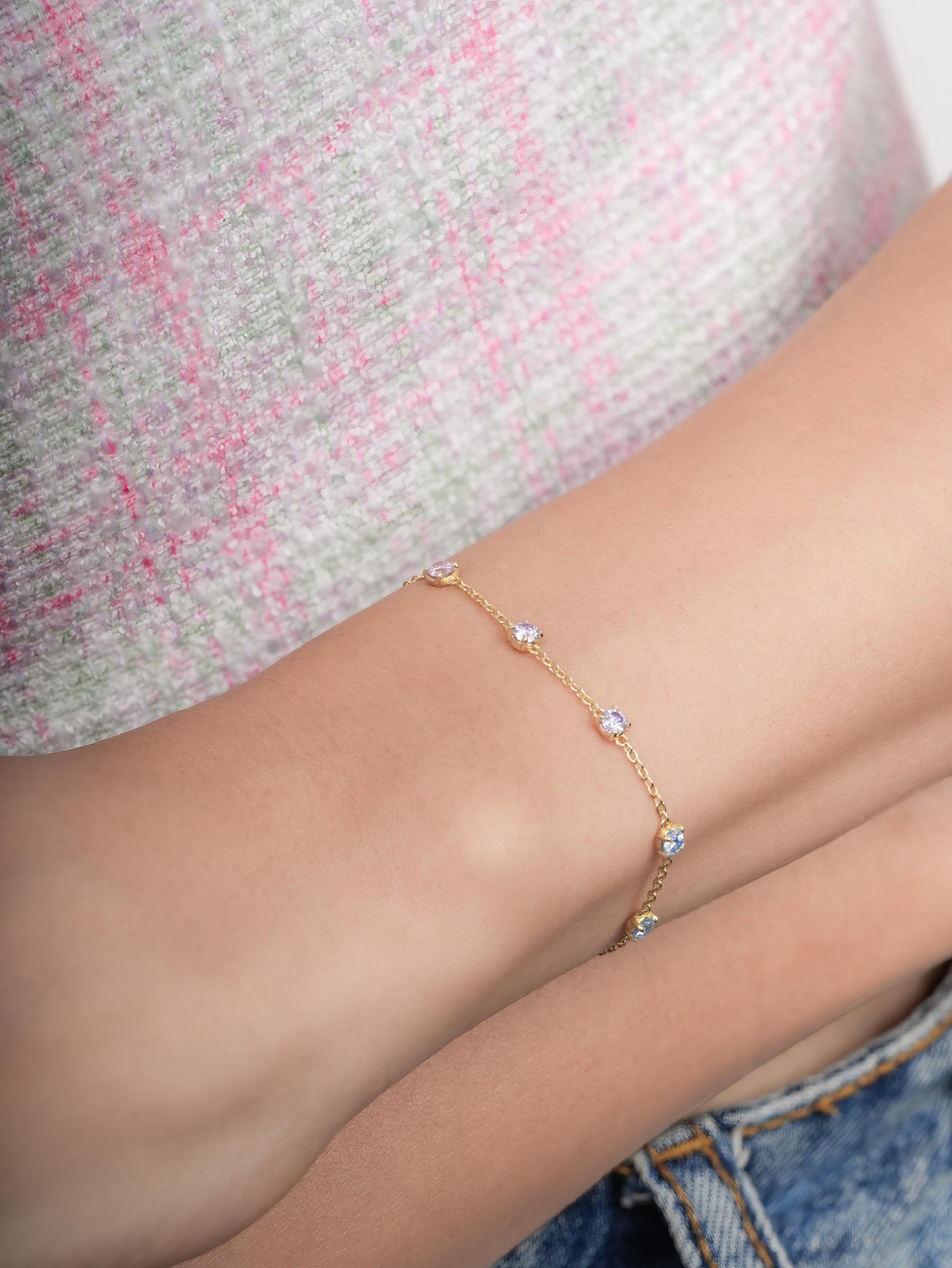 Lilac Sunset Moissanite Station Bracelet