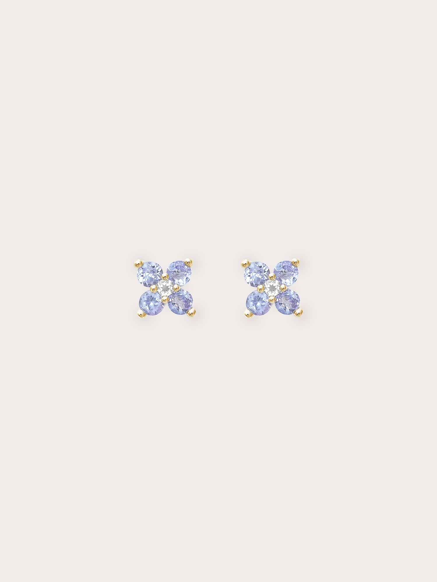 Periwinkle Clover Stud Earrings - Tanzanite