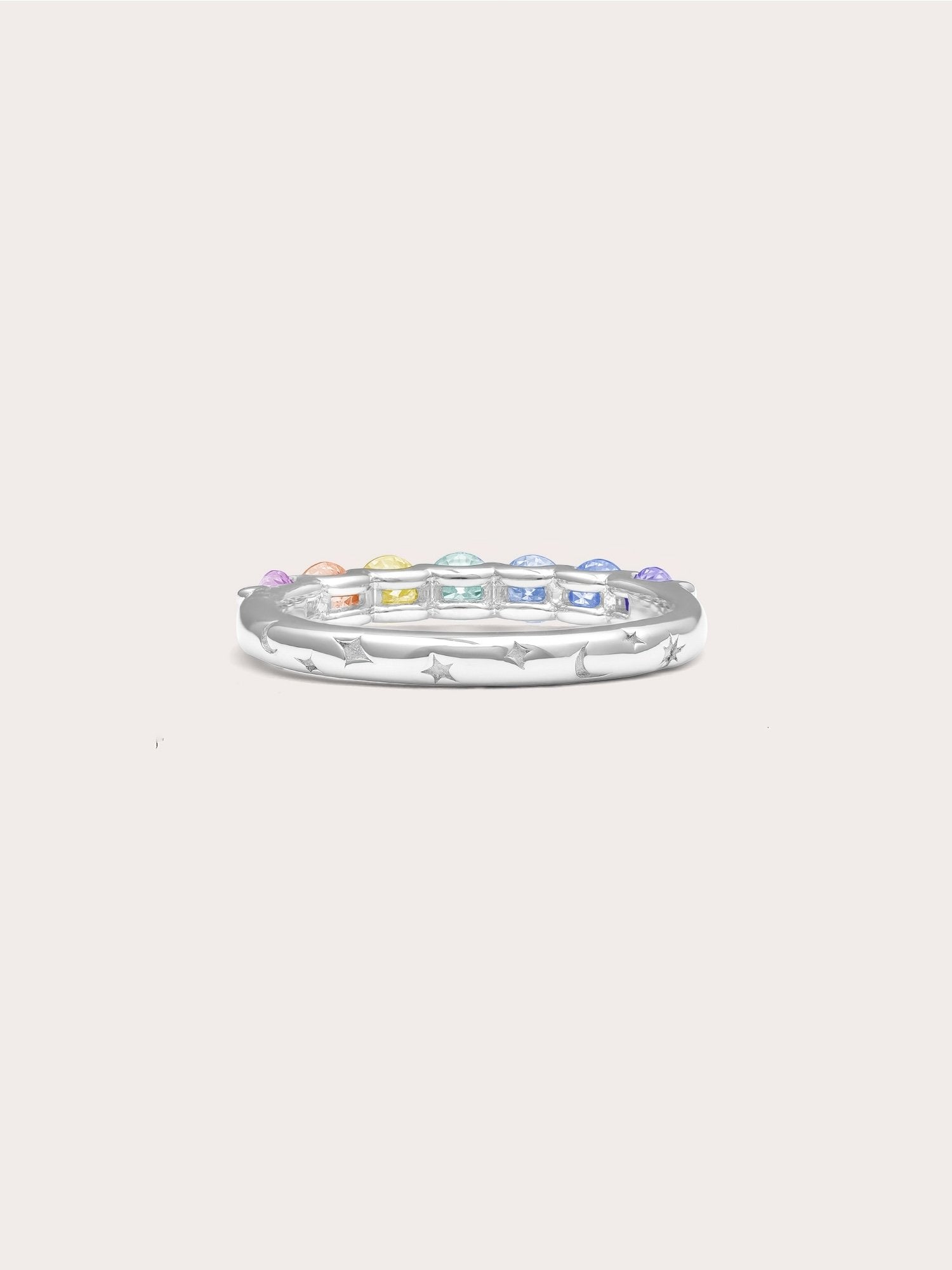 Rainbow Moissanite Eternity Band