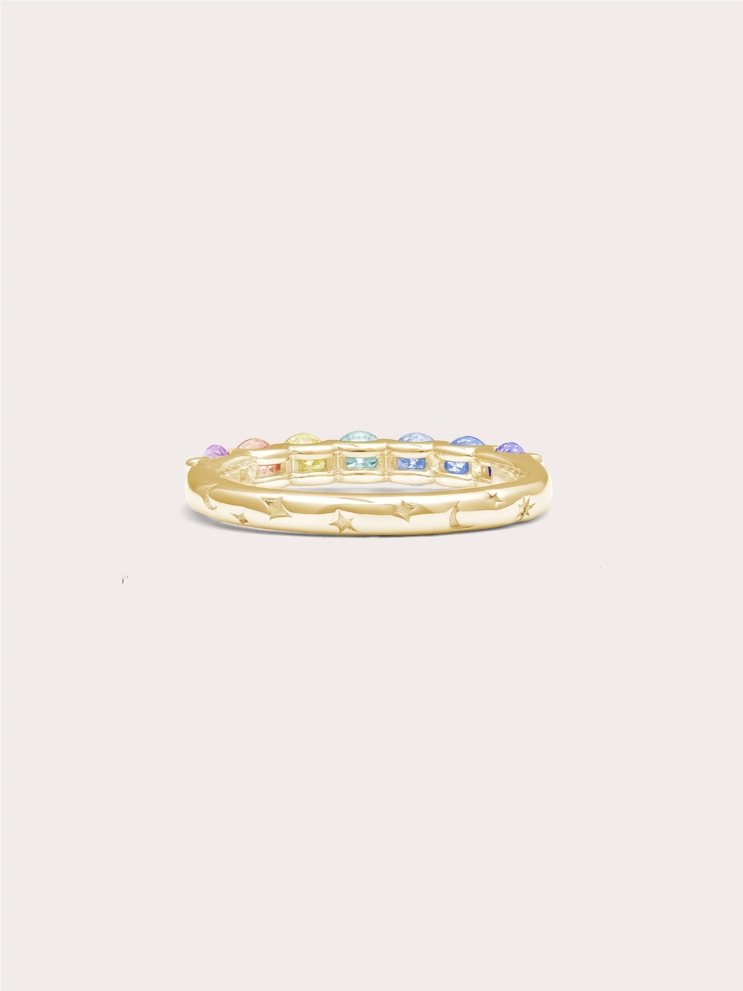 Rainbow Moissanite Eternity Band