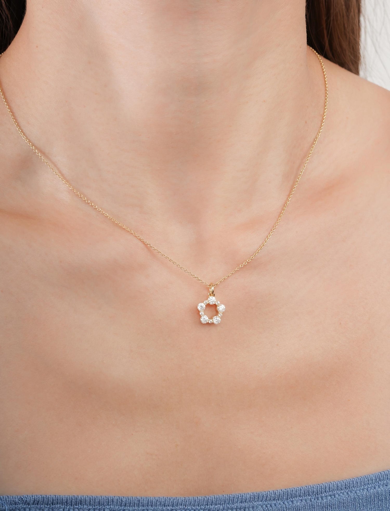 Snowfall White Moissanite Cluster Necklace