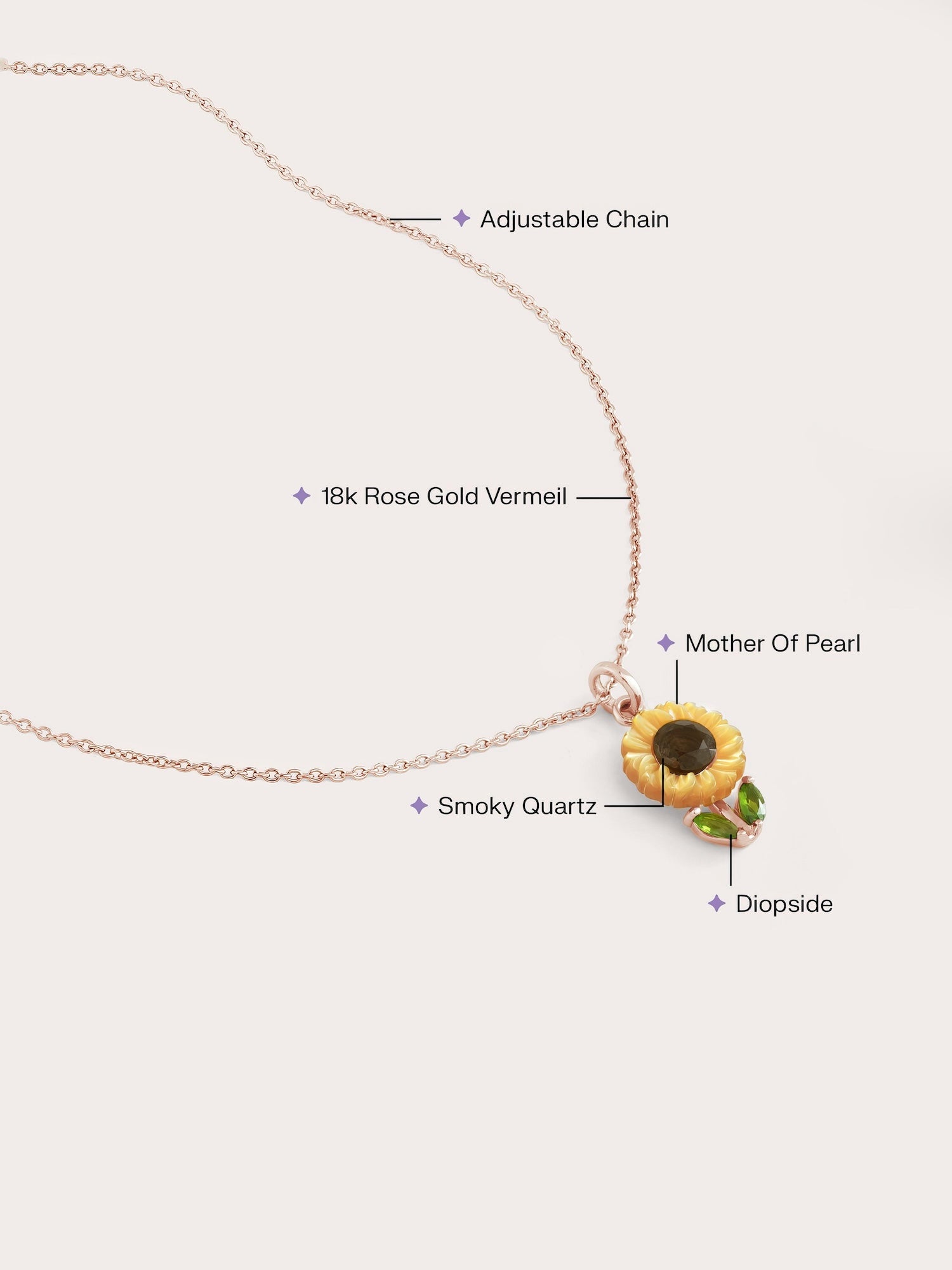 Carved Sunflower Necklace