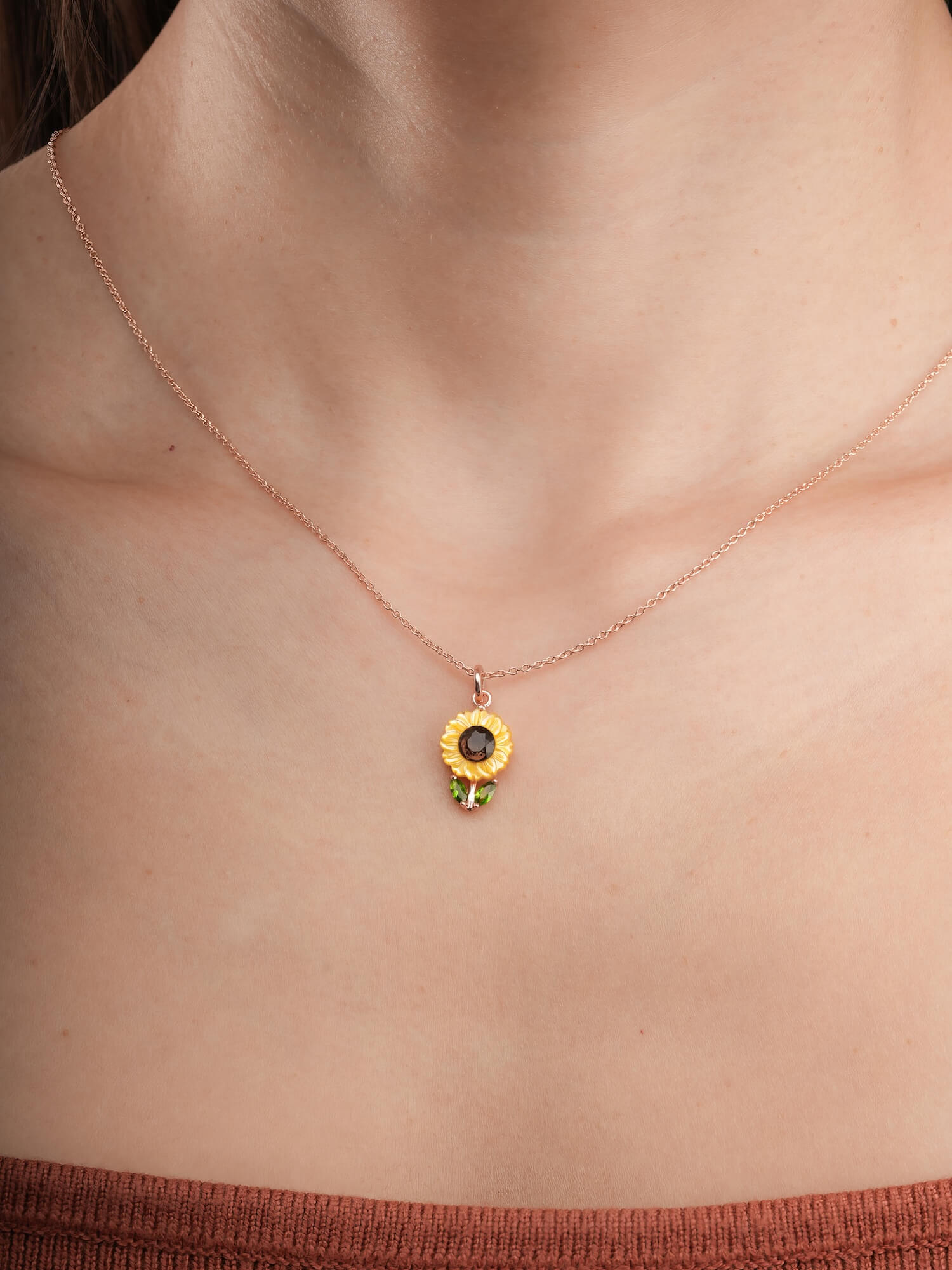 Carved Sunflower Necklace