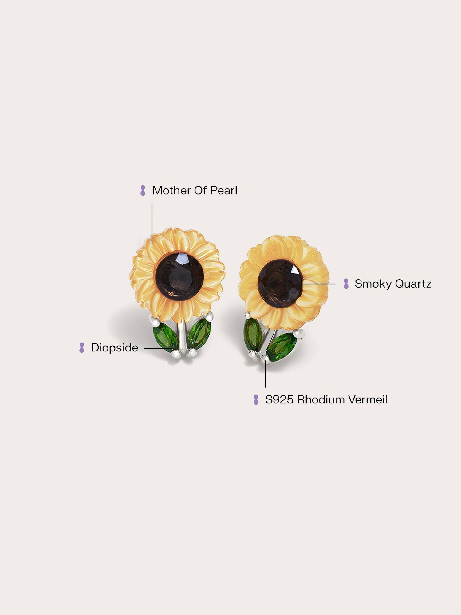 Carved Sunflower Stud Earrings