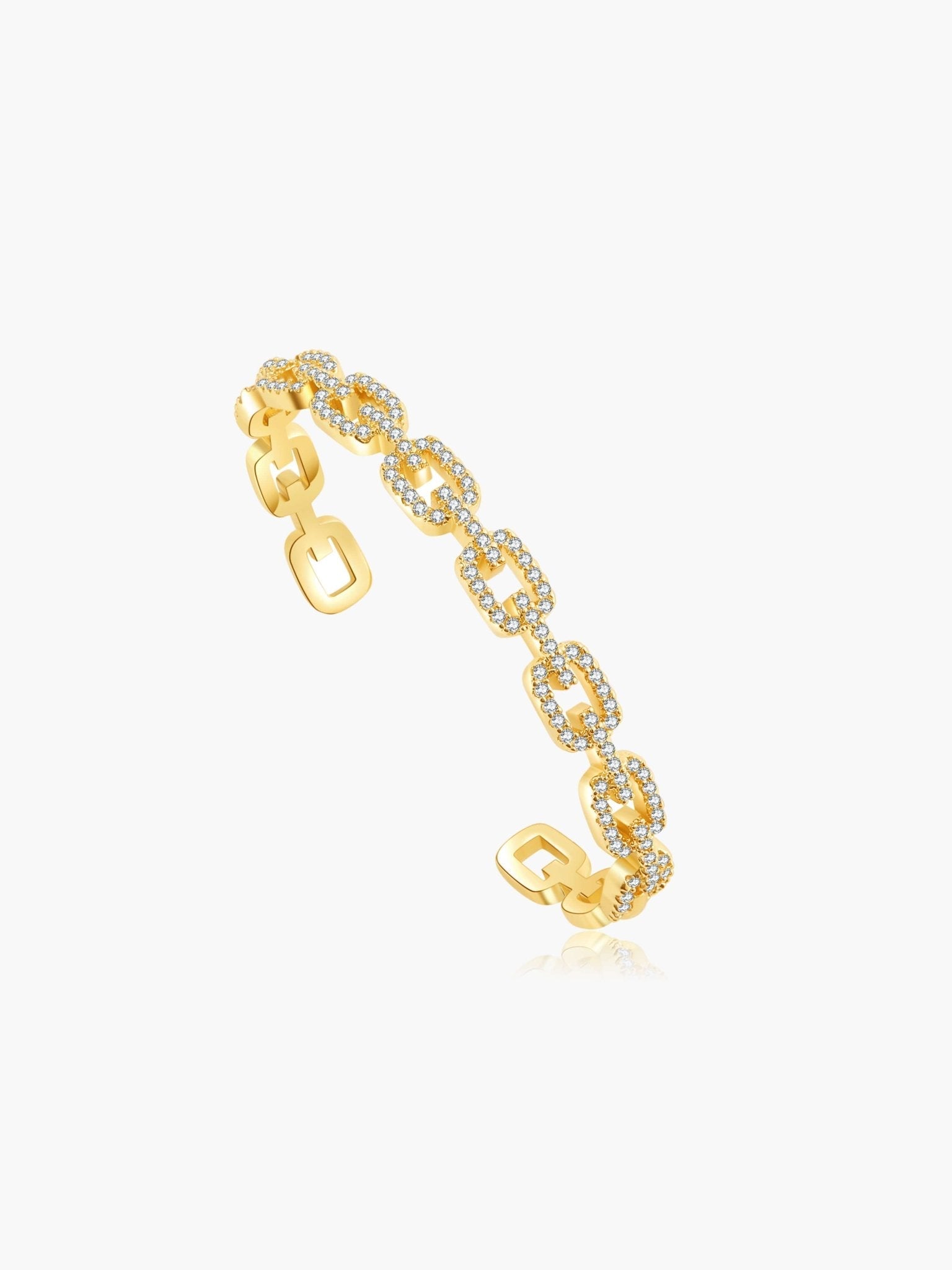 Amelise Adjustable Rhinestone Link Cuff Bracelet