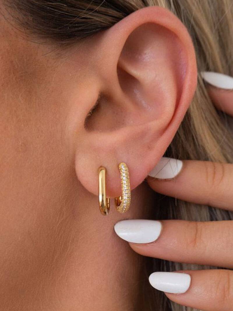 Emery Oval Mini Hoops Earrings