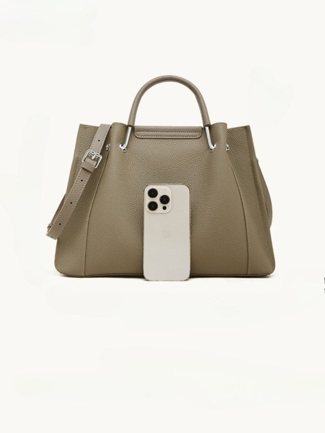 Women's Executive Trapezoid Genuine Leather Tote Bag