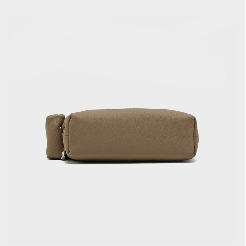 The Ethereal Slouchy Genuine Leather Bag - Minimalist Pebbled Hobo with Mini Pouch